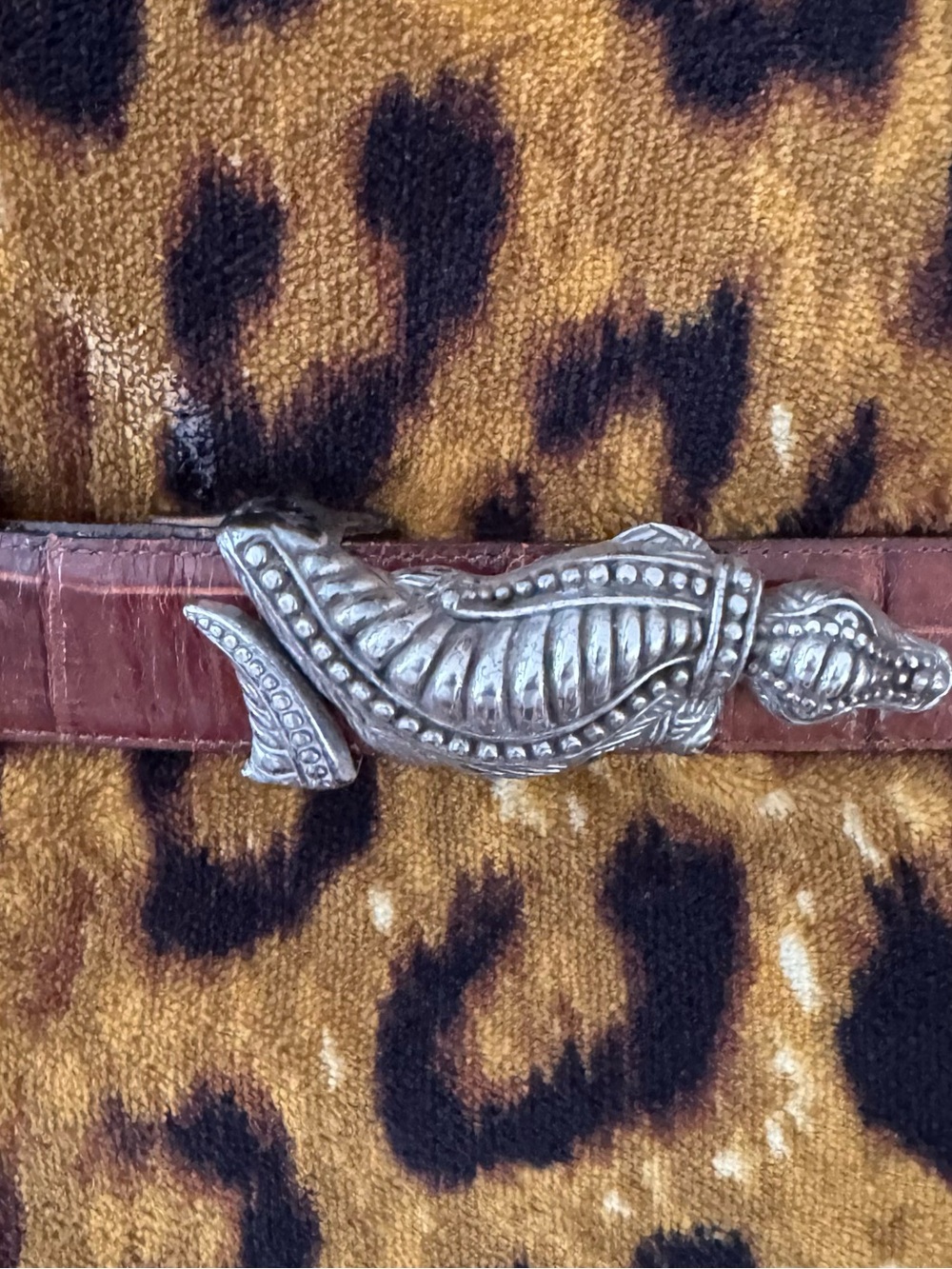 Brighton Rare Vintage Brown  Leather Belt with Silver Alligator Buckle Medium